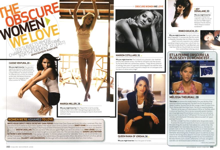 The Obscure Women We Love | Esquire | NOVEMBER 2006